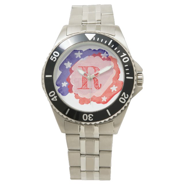 Personlig Anpassningsbar Initial USA Patriotic USA Armbandsur (Framsida)
