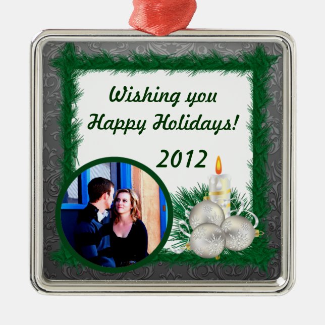 Personlig Anpassningsbar jul Ornament Silver (Framsidan)
