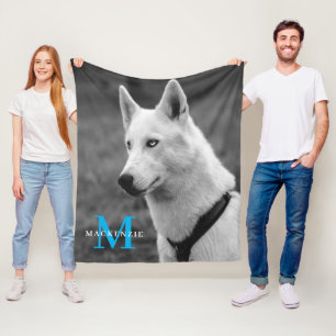 Personlig Anpassningsbar Monogram Elegant Hund Pet Fleecefilt