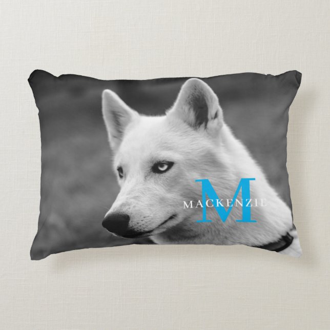 Personlig Anpassningsbar Monogram Elegant Hund Pet Prydnadskudde (Framsidan)