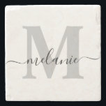 Personlig Anpassningsbar Monogram-skript Namn Init Stenunderlägg<br><div class="desc">Elegant Personlig Monogram Script Namn Snyggt Stone Underlägg</div>