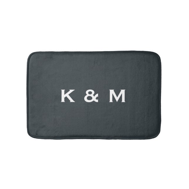 Personlig Anpassningsbar Monogrammed Gunmetal Badrumsmatta (Framsidan)