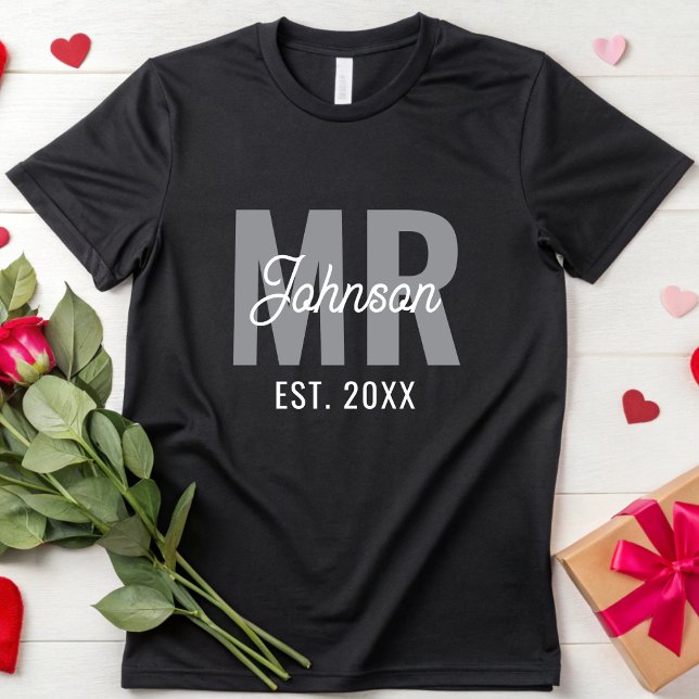Personlig Anpassningsbar Mr & Mrs Matching Par T Shirt (Skapare uppladdad)