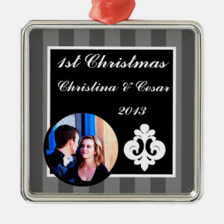 Personlig Anpassningsbar Ornament Black Grått Flou