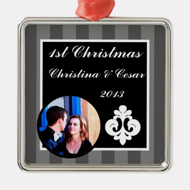 Personlig Anpassningsbar Ornament Black Grått Flou (Framsidan)