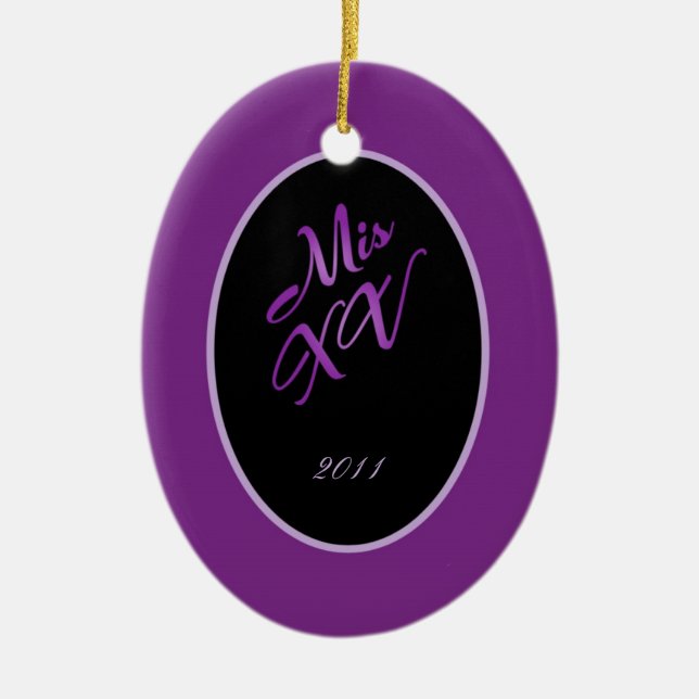 Personlig Anpassningsbar Ornament Mis XV Lila Lila (Framsidan)