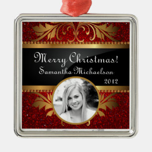 Personlig Anpassningsbar Ornament Red Glitter Sequ