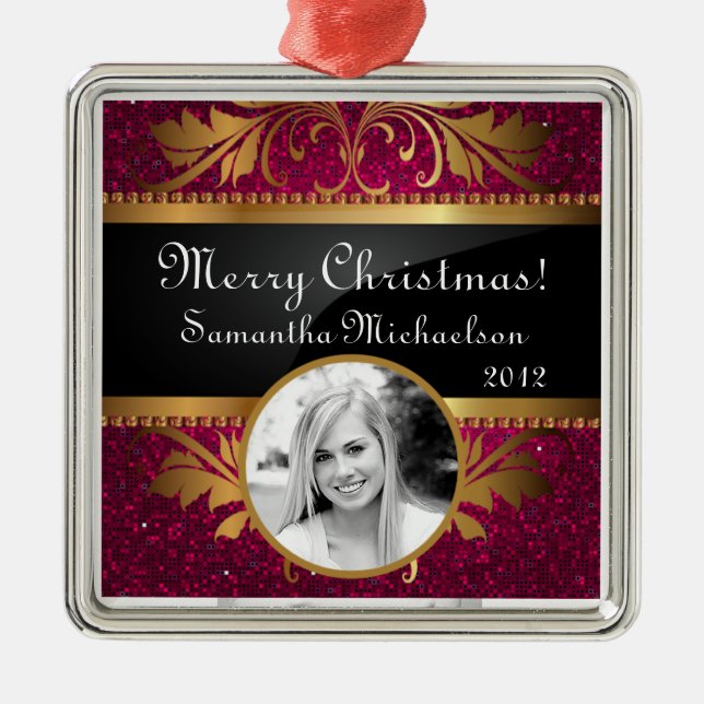Personlig Anpassningsbar Ornament Rosa Glitter Seq (Framsidan)