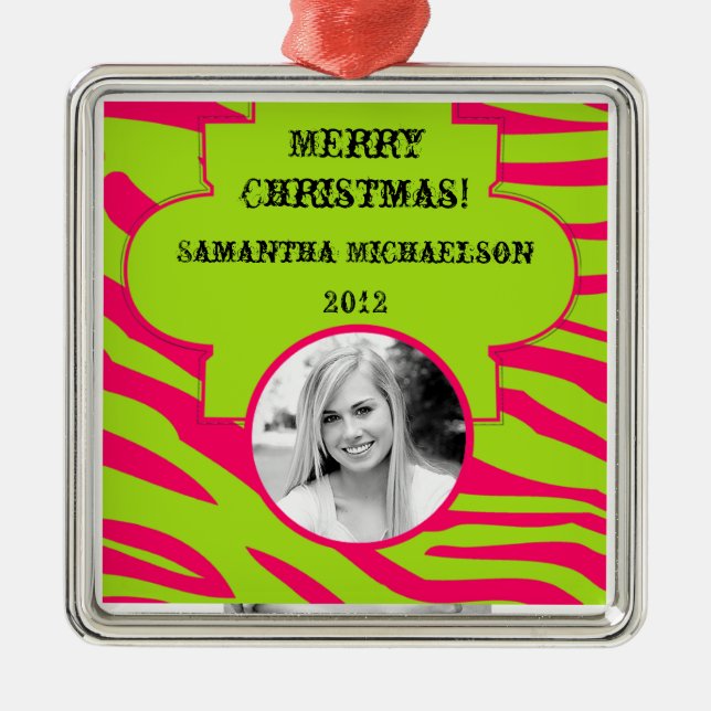 Personlig Anpassningsbar Ornament Shock rosa Lime  (Framsidan)