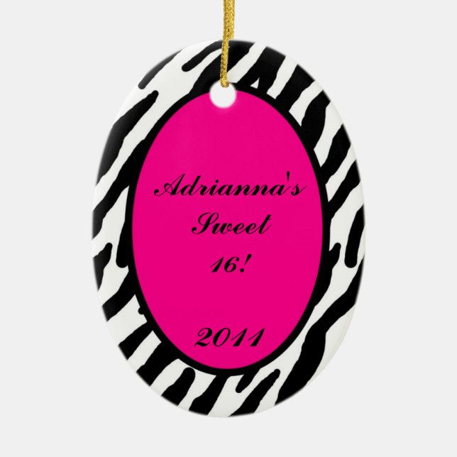 Personlig Anpassningsbar Ornament Shock rosa Zebra (Framsidan)