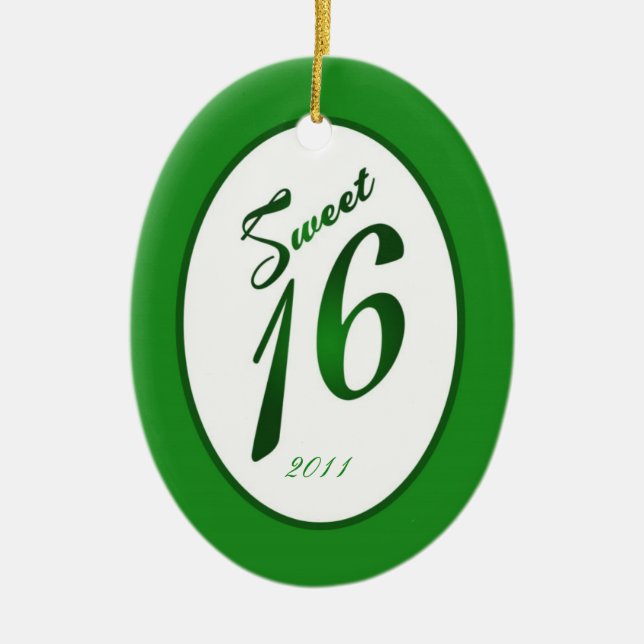 Personlig Anpassningsbar Ornament Sweet 16 Grönt (Framsidan)