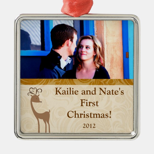 Personlig Anpassningsbar Ornaments Elegant Reindee Julgransprydnad Metall (Framsidan)