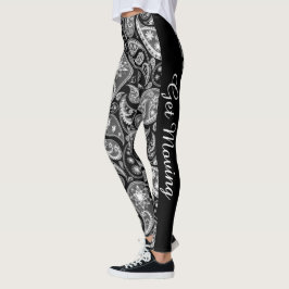 Personlig Anpassningsbar Paisley Black White Leggings