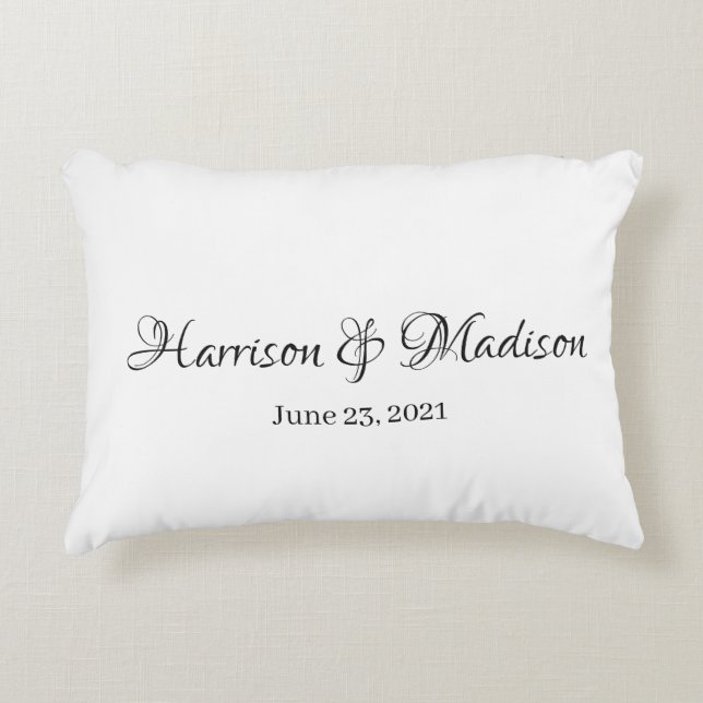 Personlig Anpassningsbar par Namn och Date Bröllop Prydnadskudde (Framsidan)