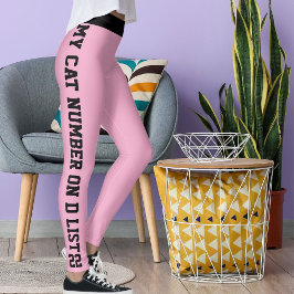 Personlig Anpassningsbar Pet Cat Quote on Black Ro Leggings