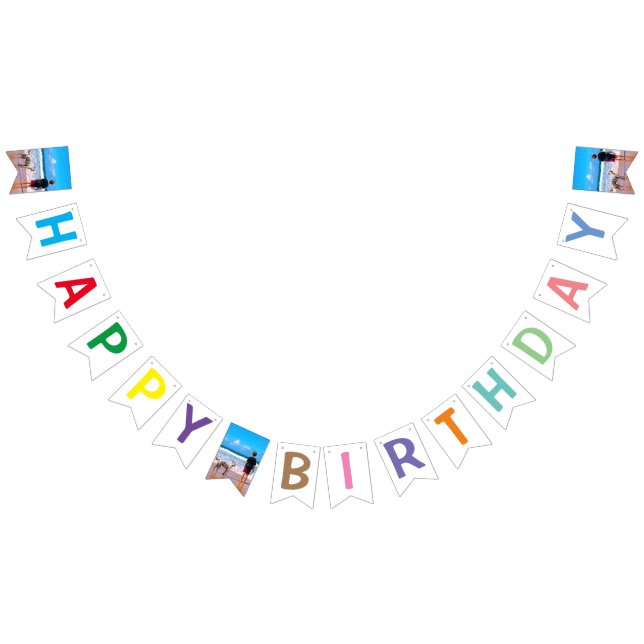 Personlig Anpassningsbar Photo Birthday Bunting Fl Vimplar (Alla)