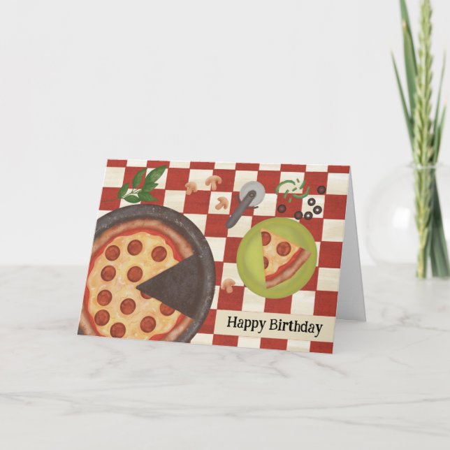 Personlig Anpassningsbar Pizza-Födelsedagsfest Tack Kort (Framsida)