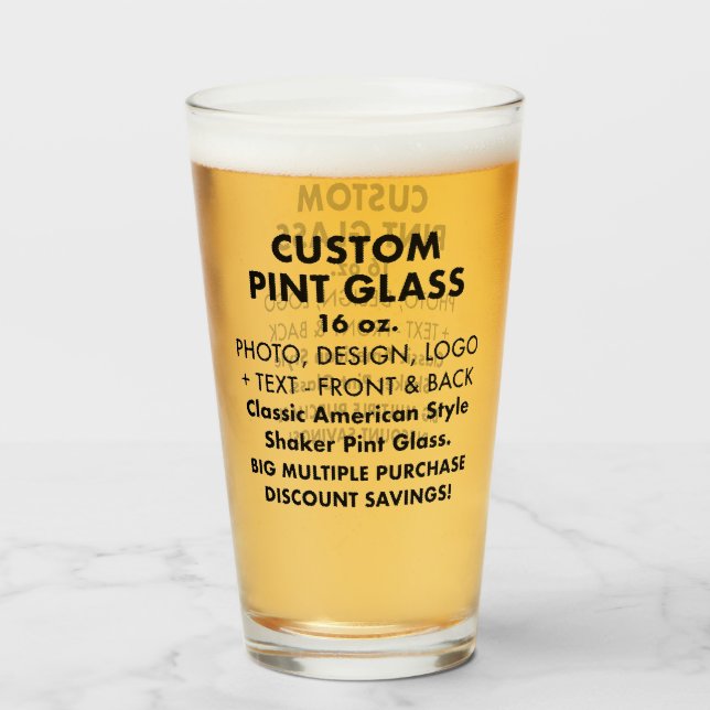 Personlig anpassningsbar Shaker Pint Glass 16 oz Glaskopp (Framsida fylld)
