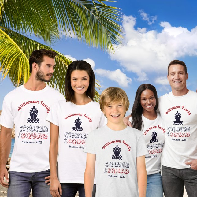 Personlig Anpassningsbar Squad Family Reunion Crui T Shirt (Cruise Family Reunion Shirts for the whole Cruise Squad. With your family or personal name. Colorful)