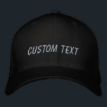 Personlig Anpassningsbar Text Black Grått Ord<br><div class="desc">Skapa din egen anpassningsbar se med denna svarta snyggt och grått- broderade basebollkapsyl. Lägg till din unika beröring genom att anpassa den med din egen text, oavsett om det är ett namn, ett speciellt meddelande eller ett minnesvärt citat. Den här klassiska sockeln har en tidlös färg-palett med svart och grått,...</div>