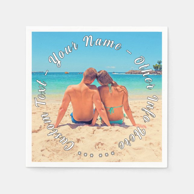 Personlig Anpassningsbar Text och dina fotoblöjor Pappersservett (Framsidan)