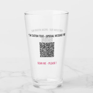 Personlig Anpassningsbar Text och QR-kodglas Glaskopp