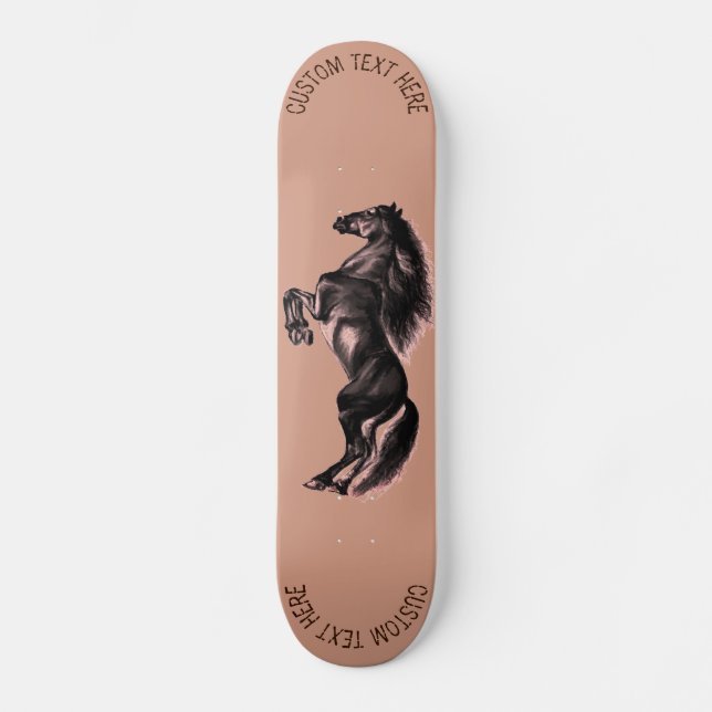 Personlig Anpassningsbar Text Skateboard med häst (Framsida)