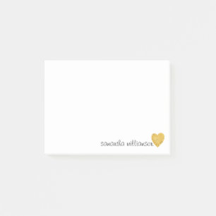Personlig Anpassningsbar Trendig Glam Gulfeldhjärt Post-it Block