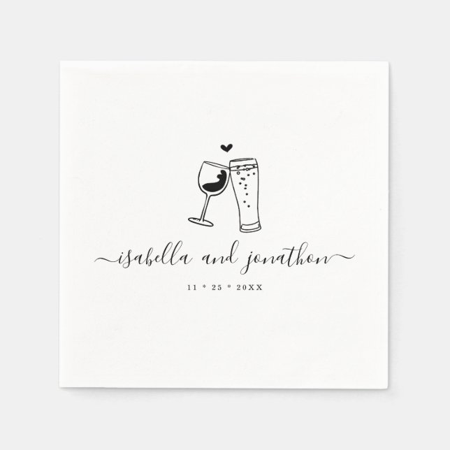 Personlig Anpassningsbar Vin & Brews Theckna Napki Pappersservett (Framsidan)