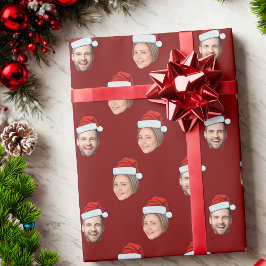 Personlig Ansikte 2 Photo Santa Hat-julklapp Presentpapper