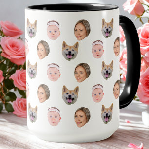 Personlig Ansikte 3-fotogåva för familjen Mugg