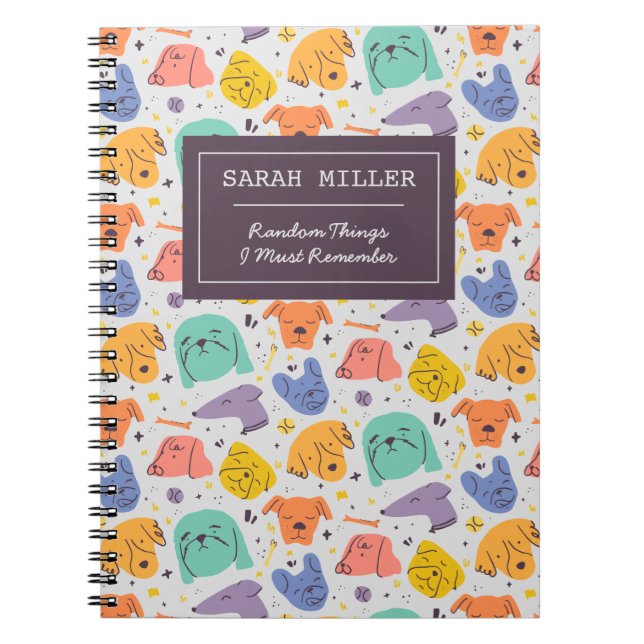Personlig Ansikte Doodle Mönster Hund älskare Anteckningsbok (Framsidan)