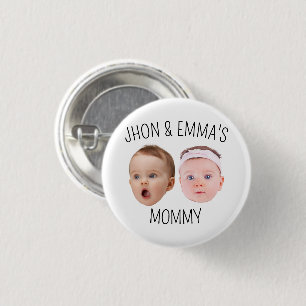 Personlig Ansikte Photo Kids, Mors dag Gift Knapp