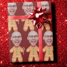 Personlig Ansikte Photo Pepparkaksgubbes jul Presentpapper