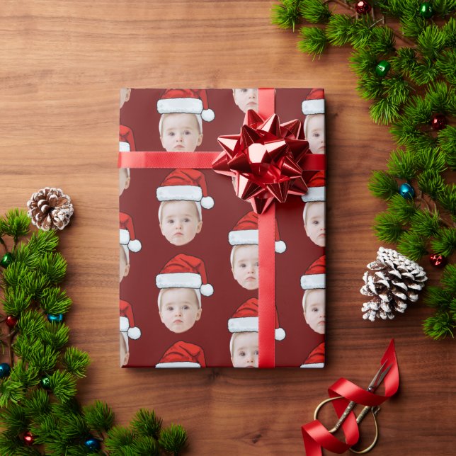Personlig Ansikte Photo Santa Hat Funny jul Presentpapper (Julgåva)