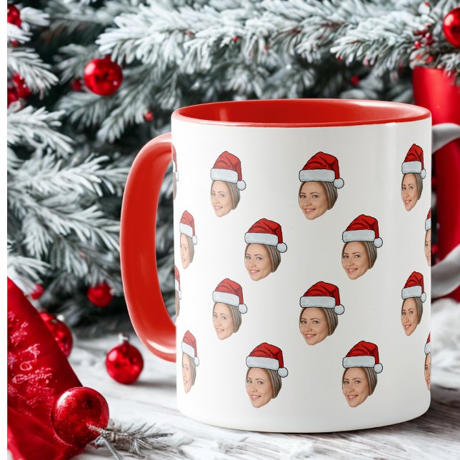 Personlig Ansikte Photo Santa Hat julklapp Mugg (Skapare uppladdad)