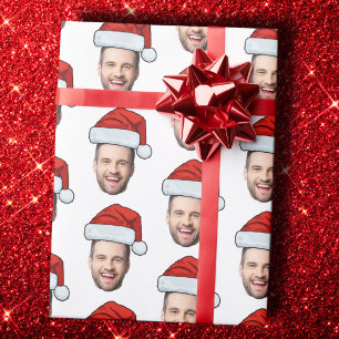 Personlig Ansikte Photo Wrapping Papper, Santa Hat Presentpapper