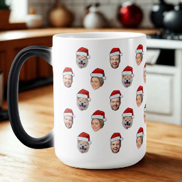 Personlig Ansikte Santa Hat 3 Fotopulgåva Magisk Mugg