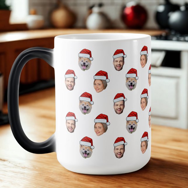 Personlig Ansikte Santa Hat 3 Fotopulgåva Magisk Mugg (Skapare uppladdad)