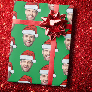 Personlig Ansikte Santa Hat Gift Wrap Funny Head Presentpapper