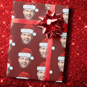 Personlig Ansikte Santa Hat Gift Wrap Funny Head Presentpapper