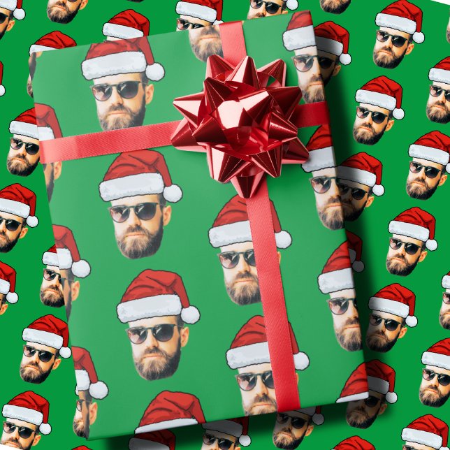 Personlig Ansikte Santa Hat Gift Wrap Funny Head Presentpapper (Skapare uppladdad)