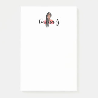 Personlig Anteckningsblock Black Girl Braids & Gla Post-it Block