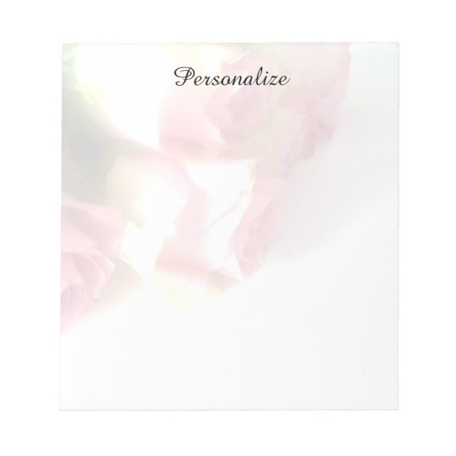 Personlig anteckningsblock med rosa ros-fotobild (Framsida)