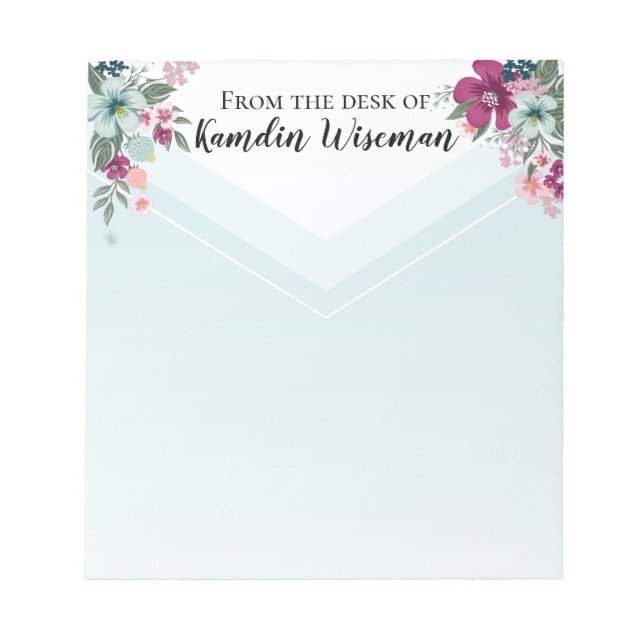 Personlig Anteckningsblock Tropical Flowers on Blu (Framsida)