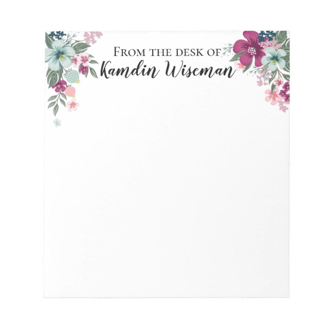 Personlig Anteckningsblock Tropical Flowers on Whi (Framsida)