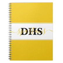 Personlig anteckningsbok i skolans färger med bloc