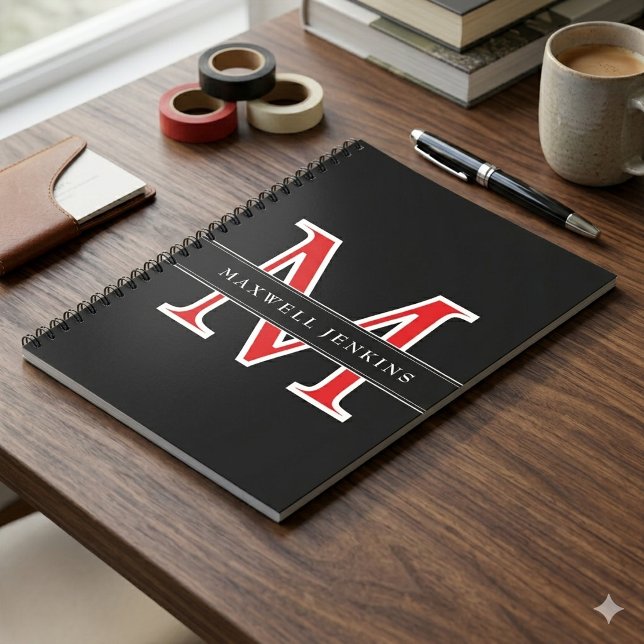 Personlig anteckningsbok med monogram och namn (Personalized Notebook with Monogram & Name)