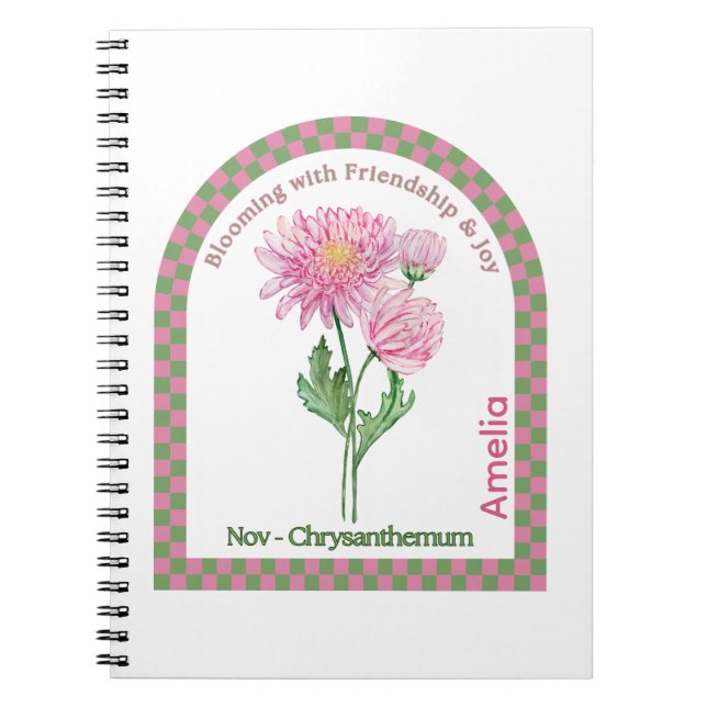 Personlig anteckningsbok med november månad blomma (Framsidan)