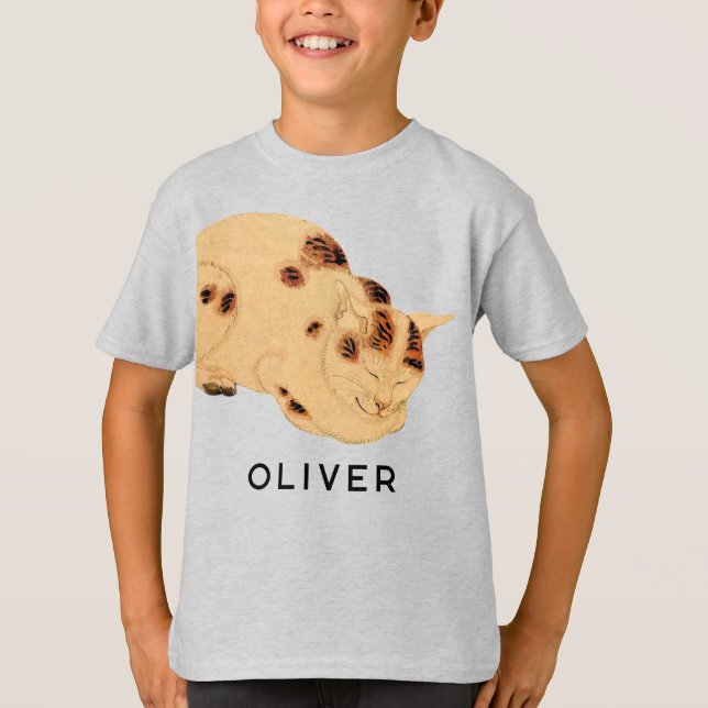 Personlig Antique Sleeping Cat Japansk Ukiyo-e T Shirt (Framsida)